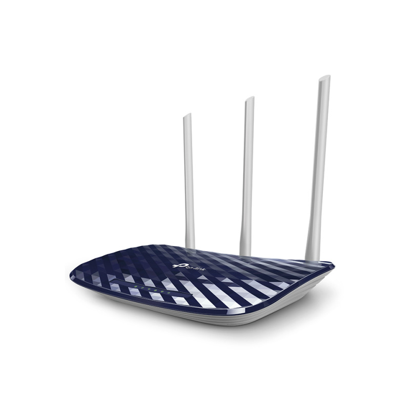 Router Inalámbrico doble banda AC 24 GHz y 5 GHz Hasta 733 Mbps 3 antenas externas omnidireccional 4 Puertos LAN 10/100 Mbps 1 Puerto WAN 10/100 Mbps